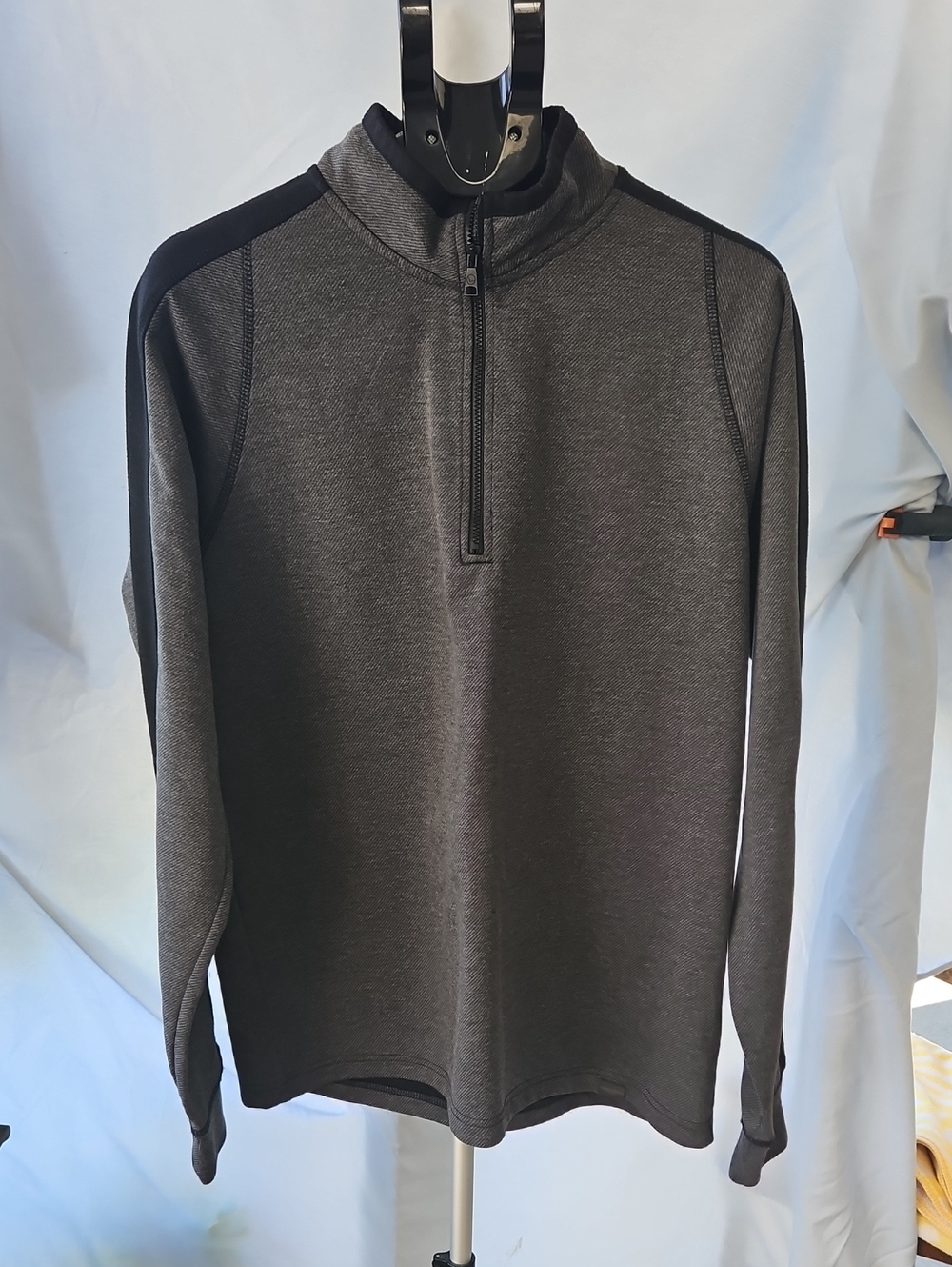 Hawke & Co Charcoal and Black Quarter-Zip Pullover Sweater